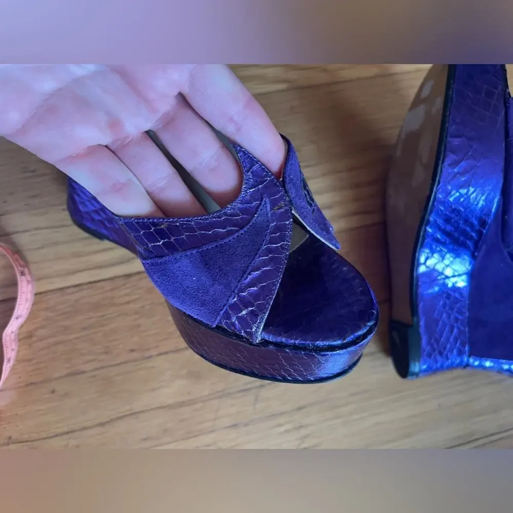 90s Vintage Terry De Havilland Purple Platform Wedge Heel - Picture 8 of 12